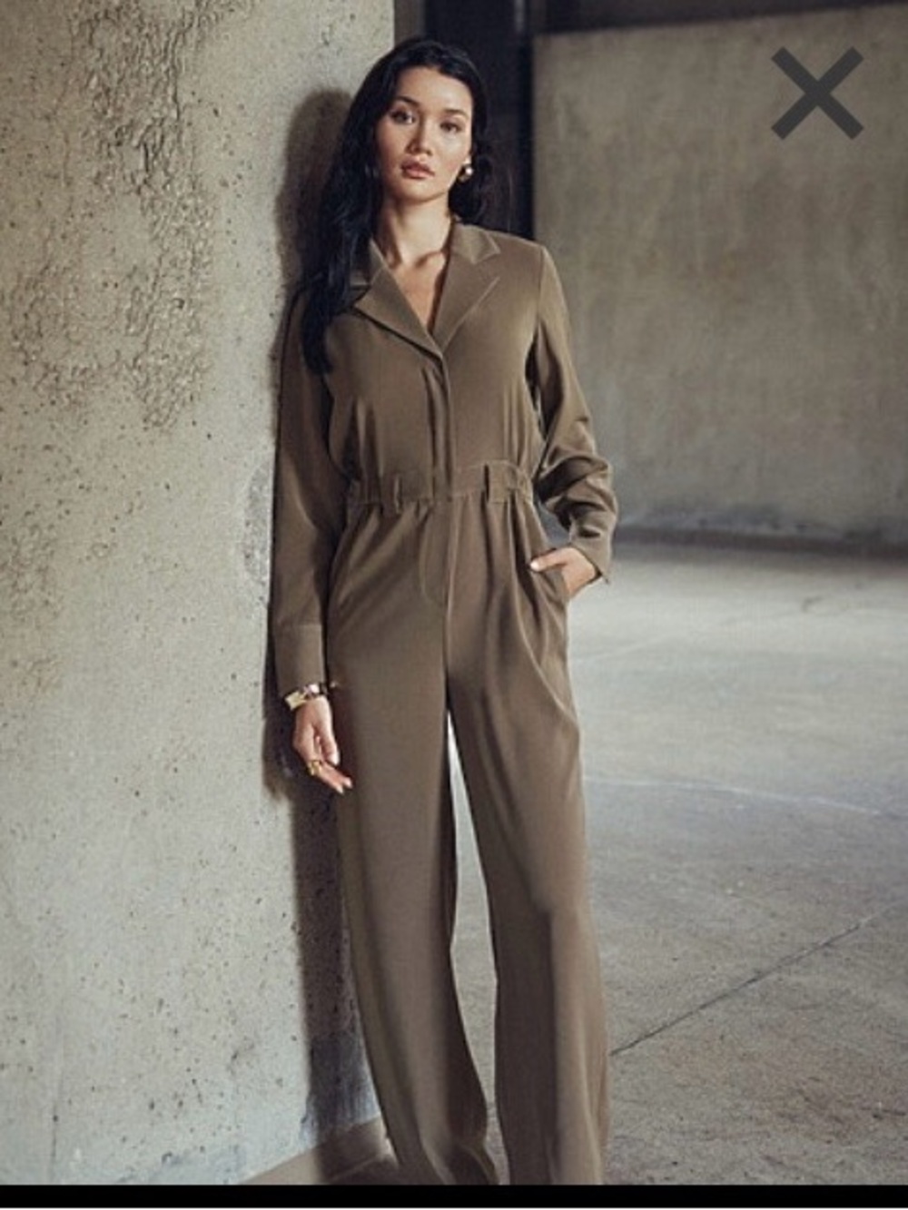Simons Olive Green Jumpsuit with Drawn Waist
